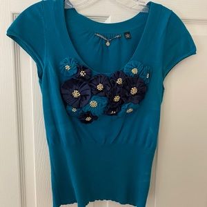 Anthropologie cap sleeve knit top